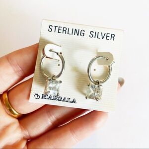 Marsala sterling silver cz hoop earrings